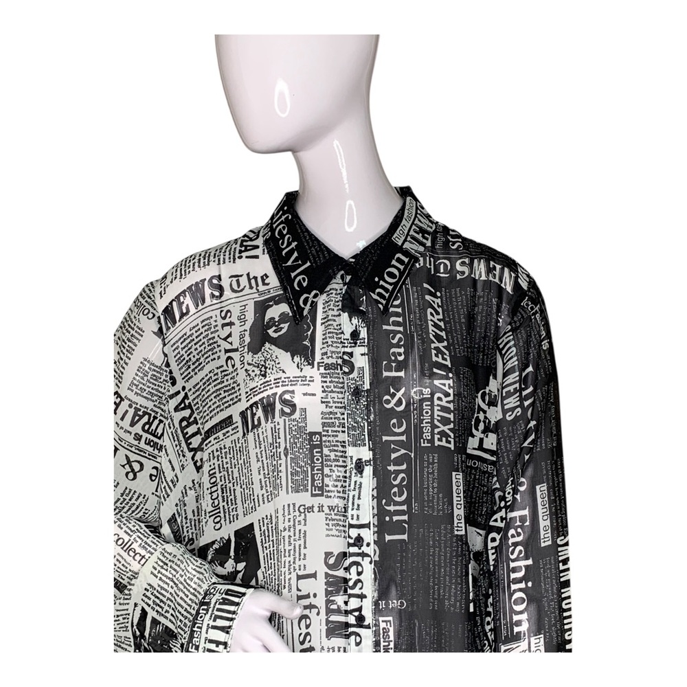 Live 4 Truth NWOT Newspaper Black & White Print Kimono-Cover Long Sleeve Size 3X - Picture 3 of 12